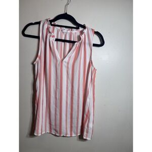 Gap Small Women's Orange White Striped  Top Sleeveless  V Neck